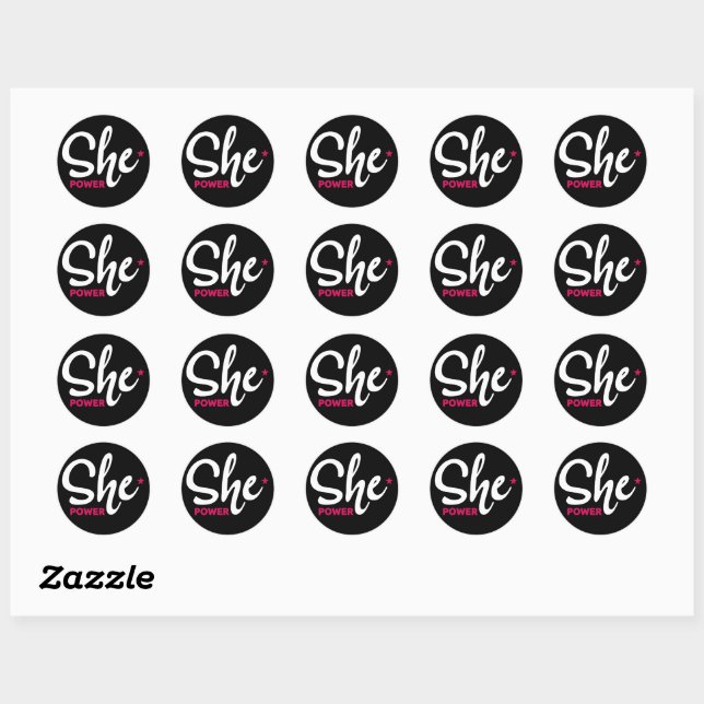 She Power White Design Stickers (Sheet)