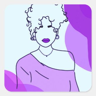 she - purple square sticker