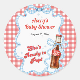 She Ready Pop Soda Baby Shower Boy Classic Round Sticker