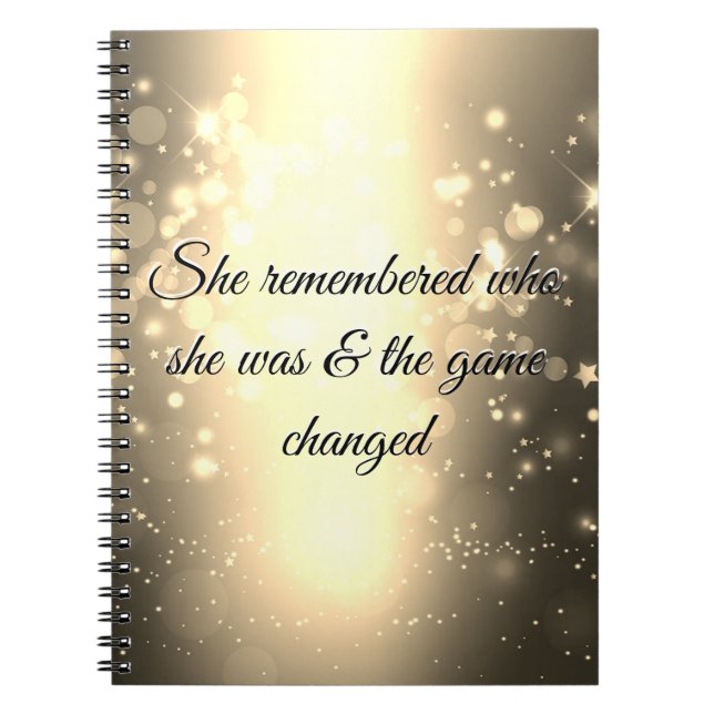 She remembered who she was and the game changed notebook (Front)
