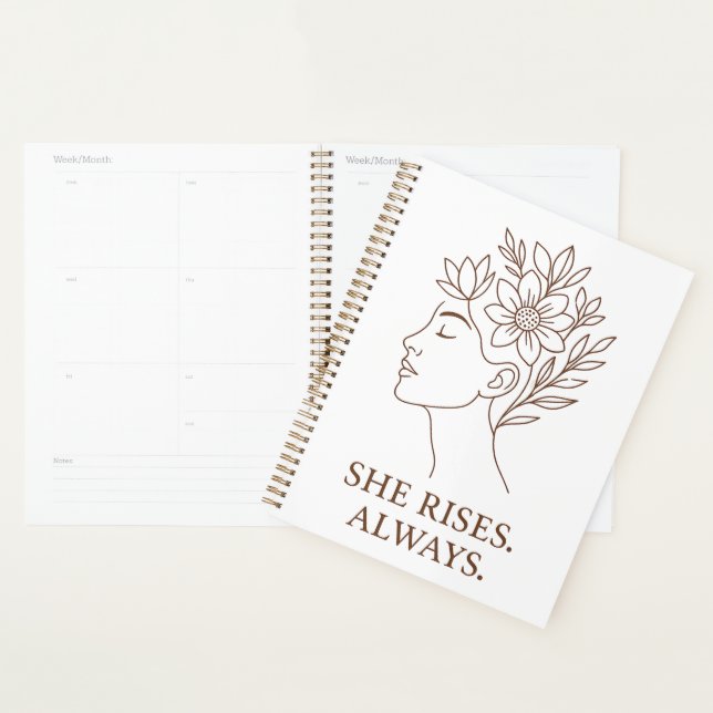 She Rises. Always — Minimalist Empowerment Design Planner (Display)