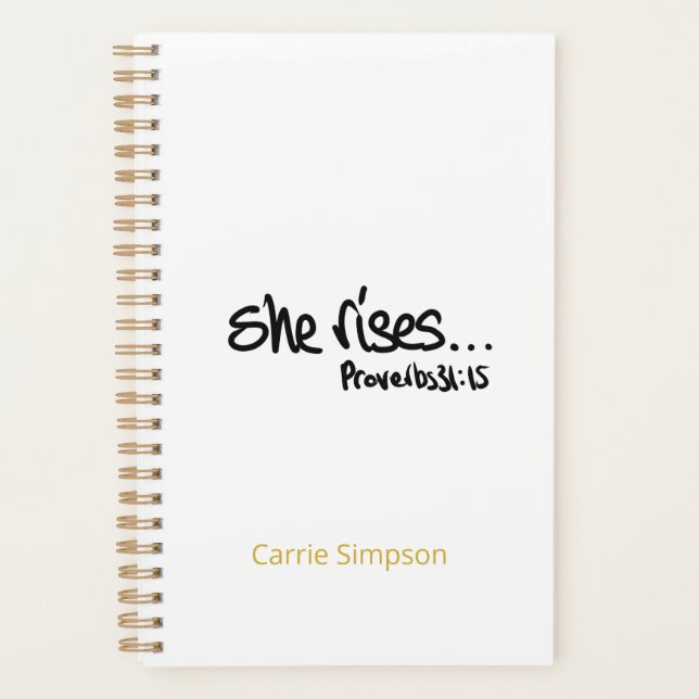She Rises Quote Proverbs 31 Christian typography Planner (Front)