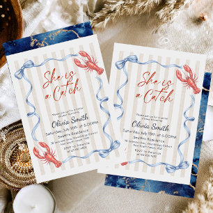 She’s a Catch Costal Lobster Bridal Shower Invitation