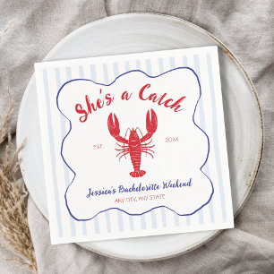 She’s a Catch Lobster Bachelorette Party Napkin