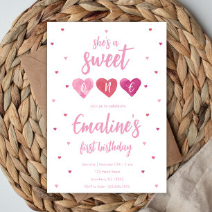 She’s a Sweet One Valentine Birthday Invitation