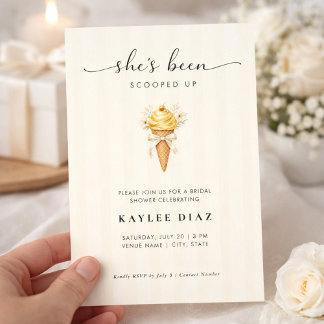 She’s Been Scooped Up Ice Cream Bow Bridal Shower Invitation