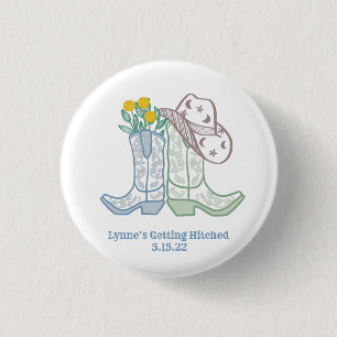 She’s Getting Hitched Bachelorette Rodeo Cowgirl 1 Inch Round Button
