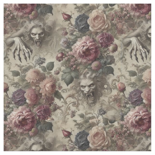 She’s Got Claws – Gothic Classic Tile Fabric (Close Up)