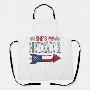 She’s My Firecracker Patriotic Couple Design_1 Apron