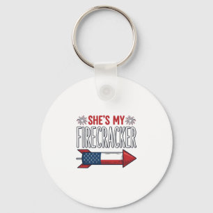 She’s My Firecracker Patriotic Couple Design_1 Keychain