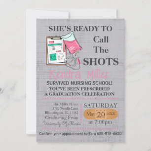 She’s Ready To Call The Shots Nursing Graduation I Invitation
