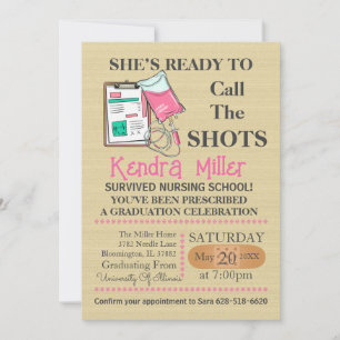 She’s Ready To Call The Shots Nursing Graduation I Invitation