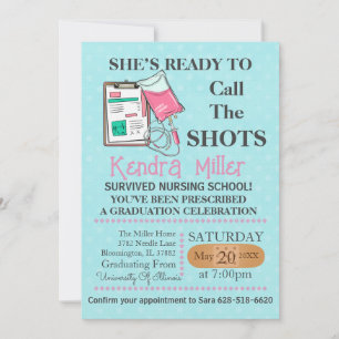 She’s Ready To Call The Shots Nursing Graduation I Invitation