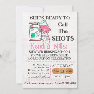 She’s Ready To Call The Shots Nursing Graduation I Invitation