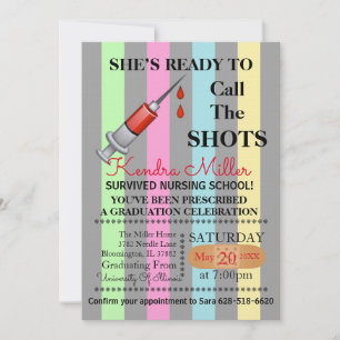 She’s Ready To Call The Shots Nursing Graduation I Invitation