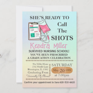 She’s Ready To Call The Shots Nursing Graduation I Invitation