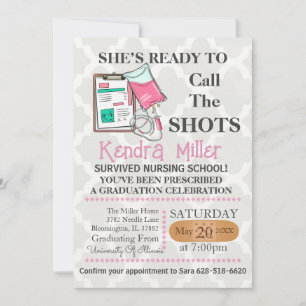 She’s Ready To Call The Shots Nursing Graduation I Invitation