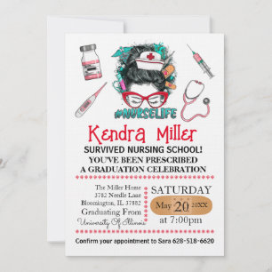 She’s Ready To Call The Shots Nursing Graduation Invitation