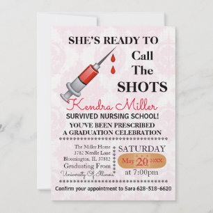 She’s Ready To Call The Shots Nursing Graduation Invitation