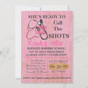 She’s Ready To Call The Shots Nursing Graduation Invitation