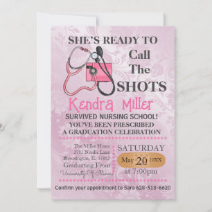 She’s Ready To Call The Shots Nursing Graduation Invitation