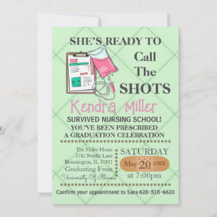 She’s Ready To Call The Shots Nursing Graduation  Invitation