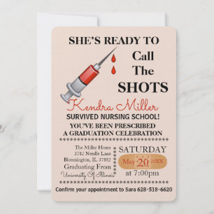 She’s Ready To Call The Shots Nursing Graduation Invitation