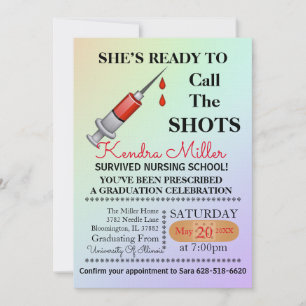 She’s Ready To Call The Shots Nursing Graduation Invitation