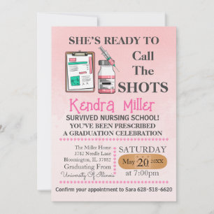 She’s Ready To Call The Shots Nursing Graduation Invitation