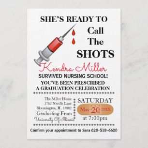 She’s Ready To Call The Shots Nursing Graduation Invitation