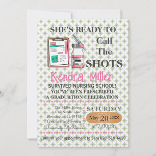 She’s Ready To Call The Shots Nursing Graduation Invitation