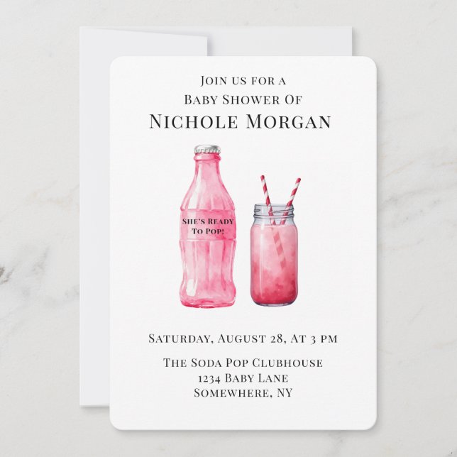 She’s Ready To Pop Girl Baby Shower Invitation (Front)