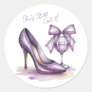 She’s Still Got It Purple High Heel Birthday Party Classic Round Sticker