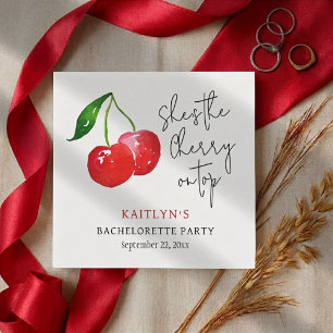 She’s the Cherry on Top 🍒 Bachelorette Party Napkin