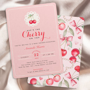 She’s the Cherry on Top Coquette Baby Shower  Invitation