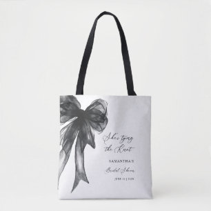 She’s Tying The Knot Black Bow Bridal Shower Tote Bag