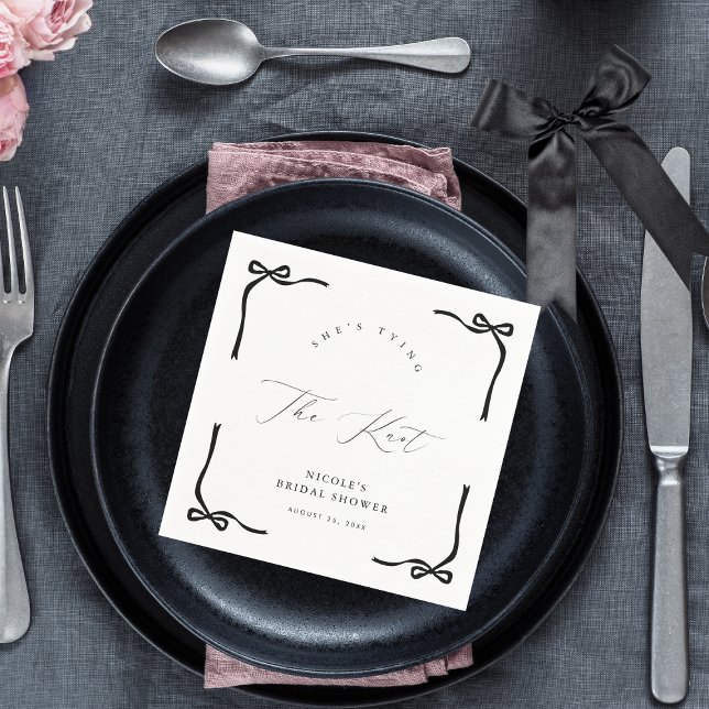 She’s Tying the Knot Black Bow Napkins (Creator Uploaded)