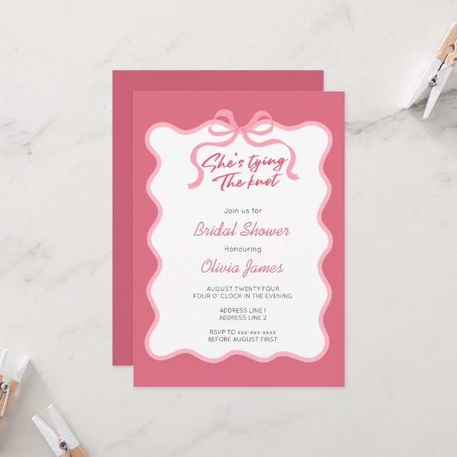 She’s tying the knot bridal shower invitation (Front/Back In Situ)
