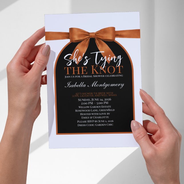 She’s Tying the Knot Burnt Orange Palette Bow Invitation (She’s Tying the Knot Burnt Orange Palette Bow Invitations
)