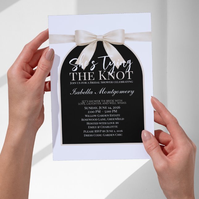 She’s Tying the Knot Ivory Palette Bow Invitation (She’s Tying the Knot Ivory Palette Bow Invitations)