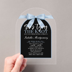 She’s Tying the Knot Light Blue Palette Bow Acrylic Invitations