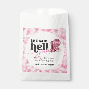 She Said Hell Yeah Pink Western Booth Hat Wedding Favour Bag