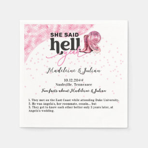 She Said Hell Yeah Pink Western Booth Hat Wedding Napkin