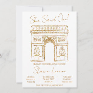 She Said Oui Paris, Arc de Triomphe, Bridal Shower Invitation