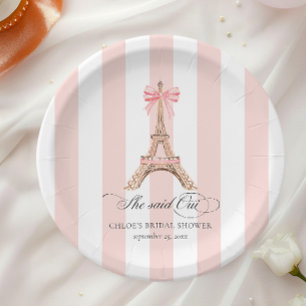 She said Oui Paris Bow Eiffel Tower BRIDAL SHOWER Paper Plate