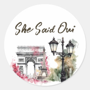 She Said Oui Paris Bridal Shower Classic Round Sticker