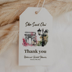 She Said Oui Paris Bridal Shower Parisian Brunch Gift Tags