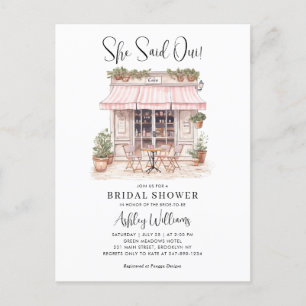She Said Oui Yes Paris French Cafe Bridal Shower Postcard
