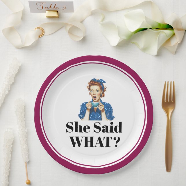 She Said What? Paper Plate (Wedding)