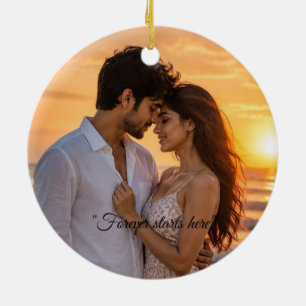 She Said Yes Beach Sunset Engagement Ornament